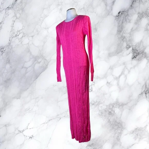 MAJORELLE Sasi Cable Knit Dress in Magenta